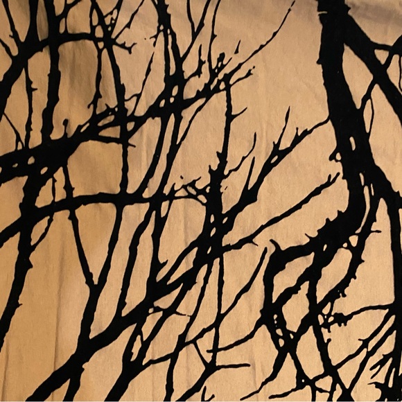 Leigh & Luca scarf, GUC, 42”x42” approx, jersey fabric w/flocked branches. - Picture 5 of 6